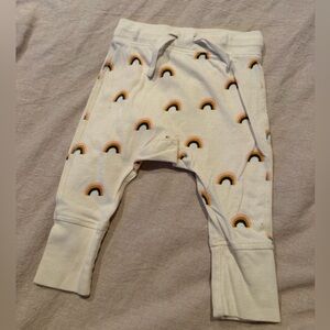 Hanna Andersson Harem Pants Cream Jogger Pants with Rainbow Accents 3-6mos